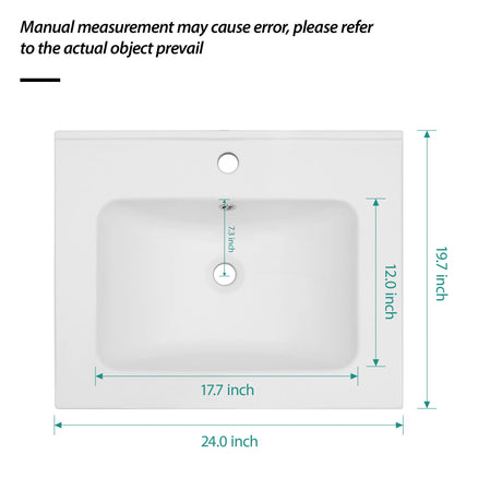 Rectangular Single Vanity Top With 1 Faucet Hole And Overflow Ceramic
