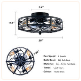 Mounting Type Ceiling Fan, Reversible Motor, DC Remote Control, 6 Speed Ceiling Fan - Matte Black