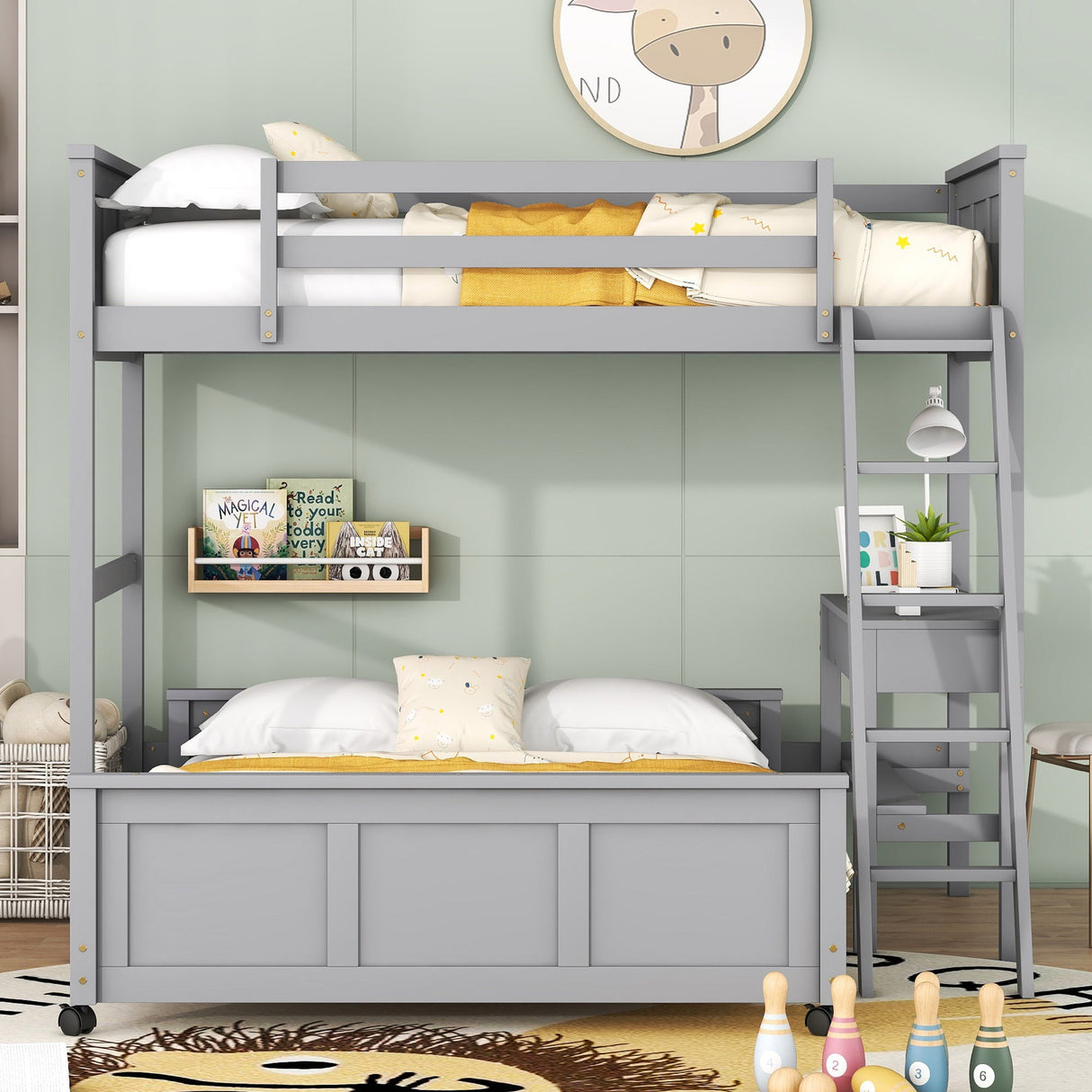 Full Over Full Bunk Bed With Desk