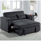 Modern Style Convertible Sofa With Pull-Out Bed, USB Ports & Cup Holders