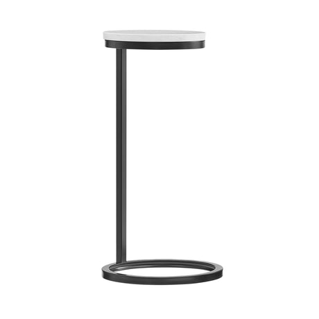 Cerro - Round Accent Table - Antique Bronze / White Marble