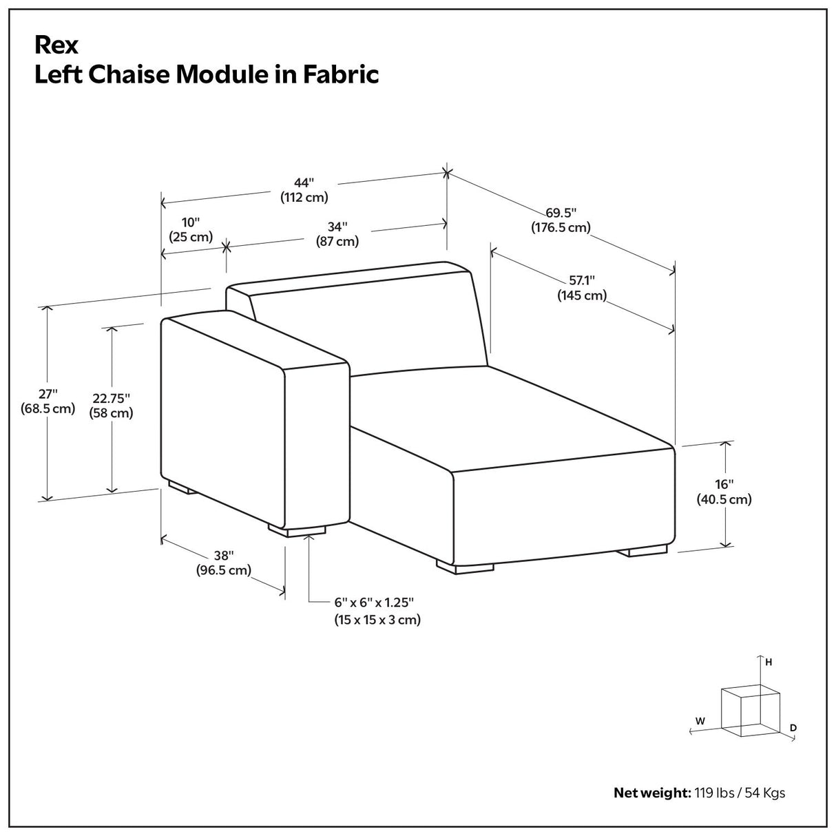 Rex - Chaise Sofa Module