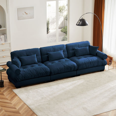 Modern Oversize Sofa With Cloud Like Comfort, Featuring Waist And Throw Pillows