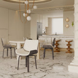 Dining Chair 360° Swivel, Ergonomic Design Upholstery, Bentwood Frame, (Set of 2) - Beige