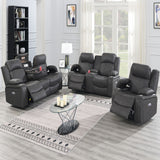 Power Motion Living Room Set With USB Port, Adjustable Headrest, Cup Holder