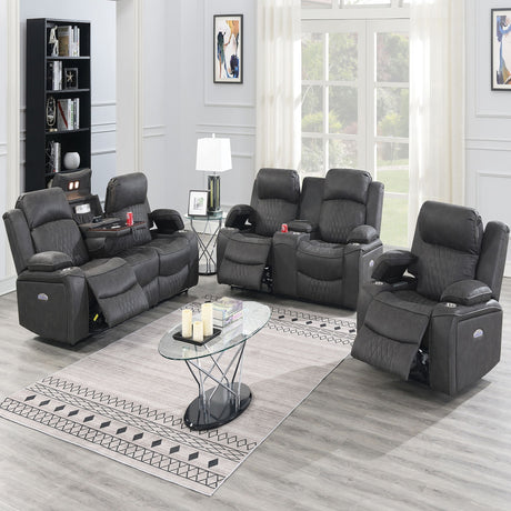 Power Motion Living Room Set With USB Port, Adjustable Headrest, Cup Holder