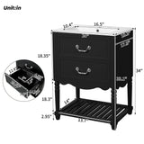 Wave Design Bathroom Vanity With Sink, 2 Drawers And Open Shelf
