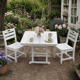 Outdoor Patio Dining Set, Square Table With Umbrella Hole And Armless Chairs