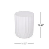 Outdoor End Table With Scallop Edge - Antique White