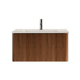 Etna - Striped Bathroom Vanity With Ceramic Sink, Wall Mounted Floating Bathroom Vanity For Modern Bathroom