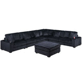 Contemporary Style Modular Sectional Sofa Set With USB, Cup Holder