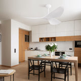 Ceiling Fan Without Light, DC Motor Remote Control Fan For Indoor / Outdoor Use - White