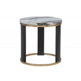 Round End Table For Living Room - Gold / Brown