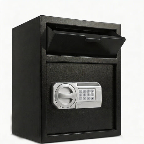 Safe With Drop Slot For Cash Deposits, Multi Scene Safe For Office - Black