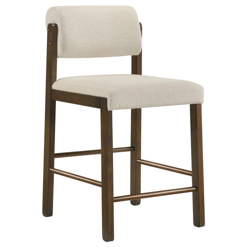 Kehoe Upholstered Counter Height Chair Cream and Walnut (Set of 2) - 193939WAL