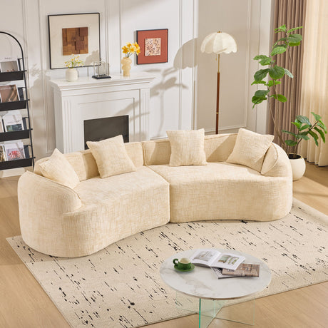 Curved Compressed Sofa, Nordic-Style Design For Living Room