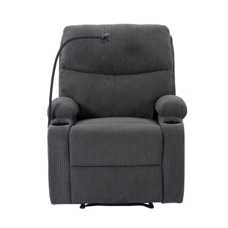 Adjustable Manual Recliner, Ergonomic Lounge Chair With Phone Holder And 2 Cup Holders