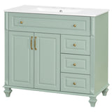 Modern Bathroom Vanity With Sink, 3 Drawers & 2 Doors