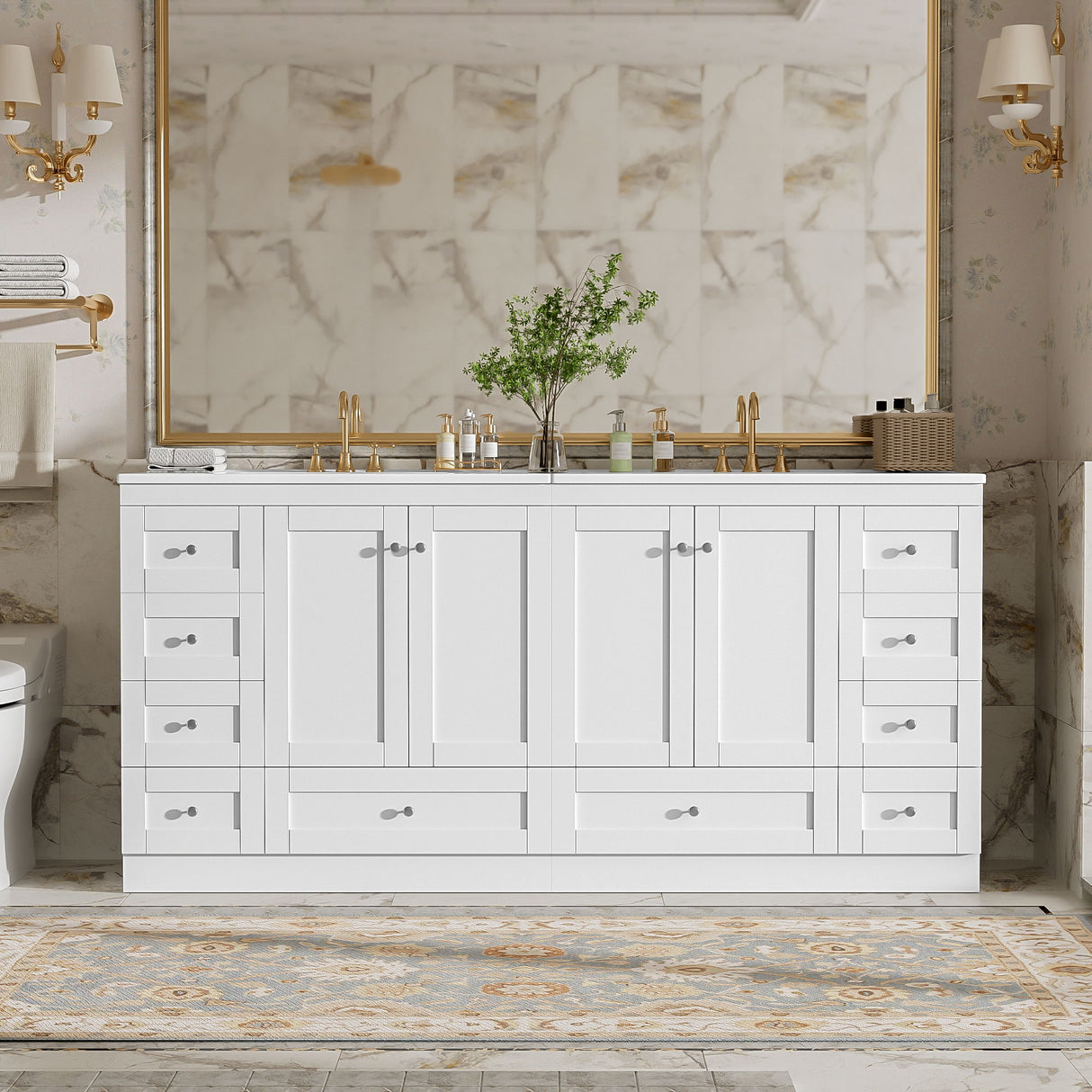 Shaker Free Standing Bathroom Vanity Cabinet & Sink, Soft Close Drawers, Soft Close Doors