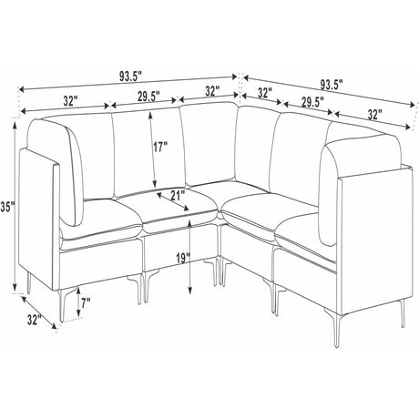 Upholstered Modular Sectional With Tall Legs