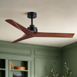 Ceiling Fan Without Light, DC Motor, No Light, Quiet Reversible Ceiling Fan For Living Room - Black