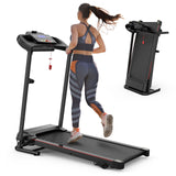Foldable Electric Treadmill With 2.5Hp Motor, 12Km / H Speed, 3 Incline Levelstooth Music, Heart Rate Sensor, Spacious Running Belt For Indoor - Black
