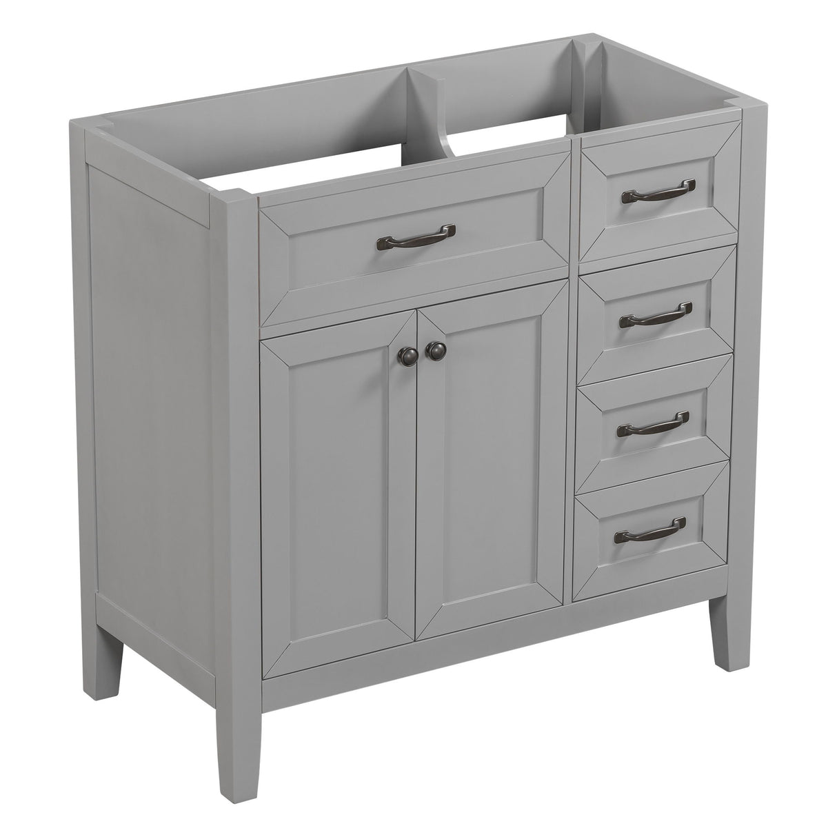 Modern Bathroom Vanity Base Only, 2 Doors And 3 Drawers