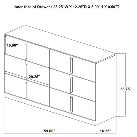 Lauryn - 6 Drawer Dresser Cabinet - Gloss White