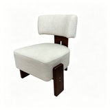 Geometric Armless Accent Chair - Beige / Brown