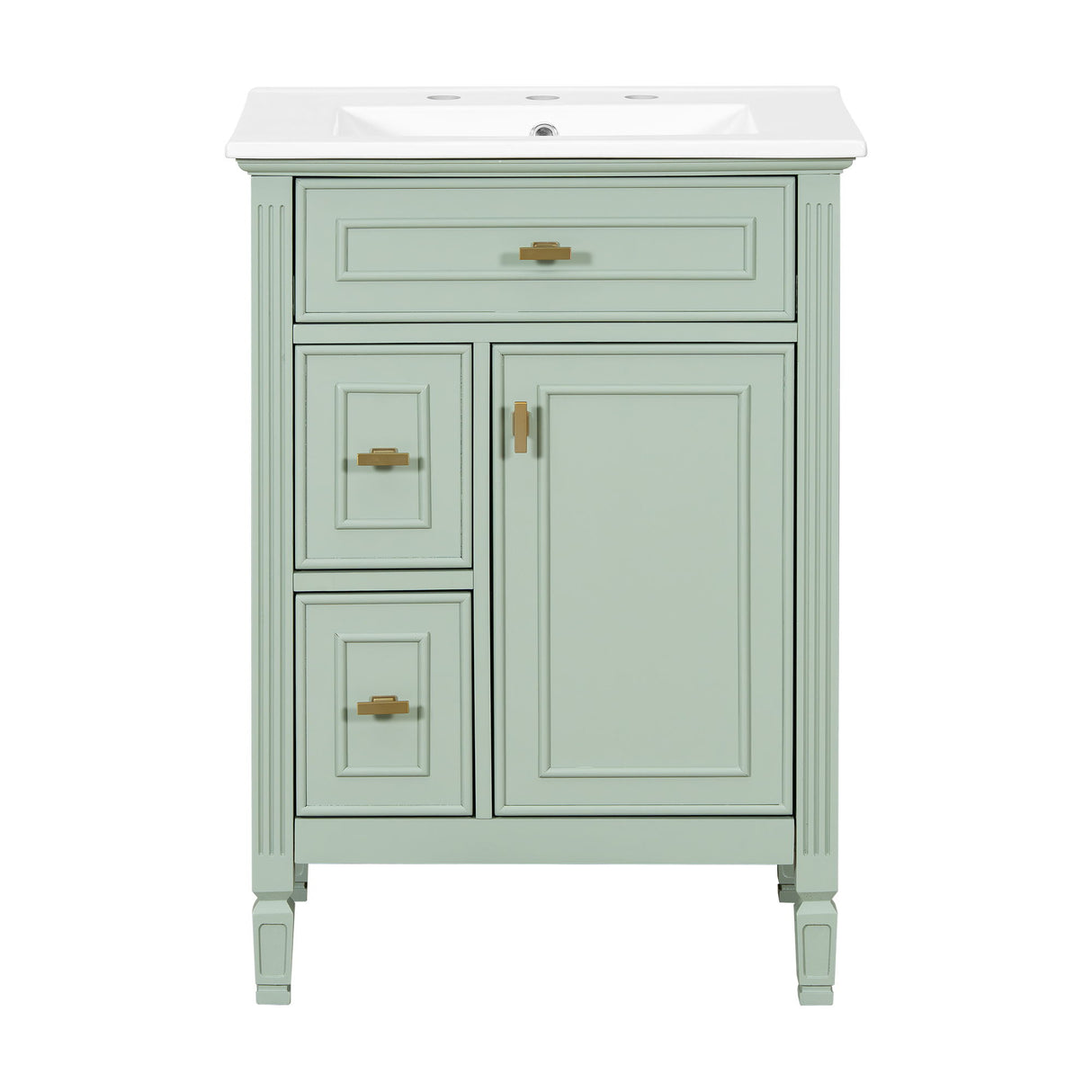 Bathroom Vanity With Sink, Flip Drawer, 2 Drawers, Adjustable Shelf