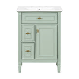 Bathroom Vanity With Sink, Flip Drawer, 2 Drawers, Adjustable Shelf