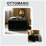 Square Tufted Storage Ottoman With Nailhead Trim