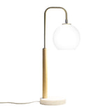 Bedside Table Lamp With Globe Lampshade - White