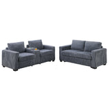Modern Style 2 Piece Sofa Set With Cup Holders & Charging Port