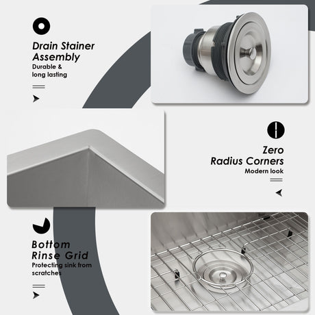Modern Style Undermount Sink With Stainless Steel, Deep Single Bowl