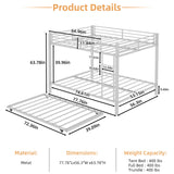 Bunk Bed For Kids, Convertible Frame With Ladders & Guardrail