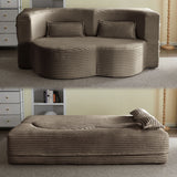 Floor Convertible Sleeper Sofa Bed With 2 Pillows