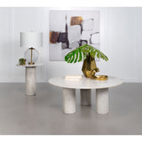 Preston - 2 Piece Coffee And End Table Set With Cylindrical Pedestal Bases, Round Design - White