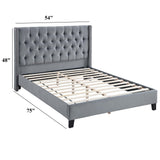 Modern Diamond Tufted Headboard Bed With Nailhead Trim