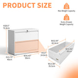 Lateral File Cabinet 2 Drawer, Locking File Cabinet With Anti Tip Interlock, Heavy Duty Storage For Letter / Legal / A4 Files - White