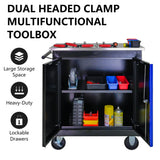 Movable Lockable Double Door Partition With Lock Multi Functional Hardware Storage Tool Car Auto Repair Locker - Black / Blue