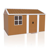 Storage Shed With Windows, Lockable Door & Ventilation For Backyard Tool Organization - Brown