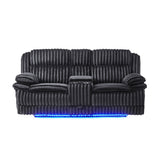 Winston - Power Console Recliner Loveseat With LED And Hidden Drawer - Black