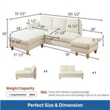 L - Shaped Sectional Sofa With Chaise & Ottoman