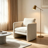 Armchair With Low Profile Curved Frame - Beige