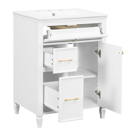 Freestanding Bathroom Vanity With Sink, Soft Close Door, Tip Out Drawer