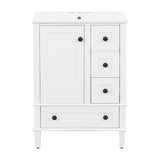 Bathroom Vanity With Integrated Basin, Soft Close Drawers, Door Mounted Double Layer Shelf