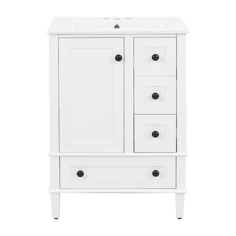 Bathroom Vanity With Integrated Basin, Soft Close Drawers, Door Mounted Double Layer Shelf