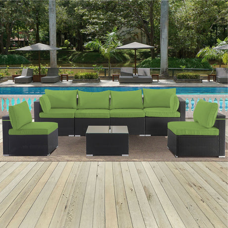 Cushion Covers For 7 Piece Wicker Sectional Sofa, 14 Pack Seat And Back Slipcovers With Zipper