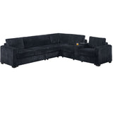 Modern Style L-Shape Sectional Set, USB Ports, Cup Holder